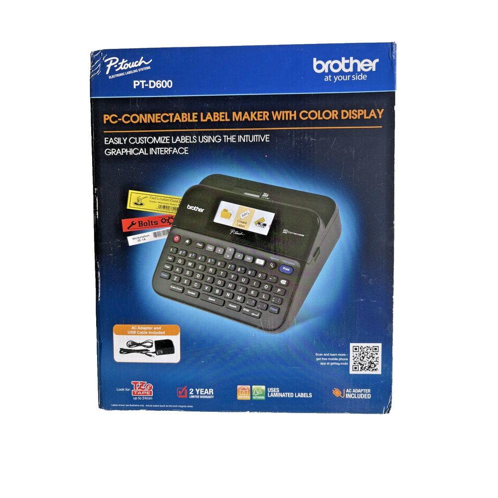 Brother PT-D600 PC-Connectable Label Maker with Color Display *New Open Box*
